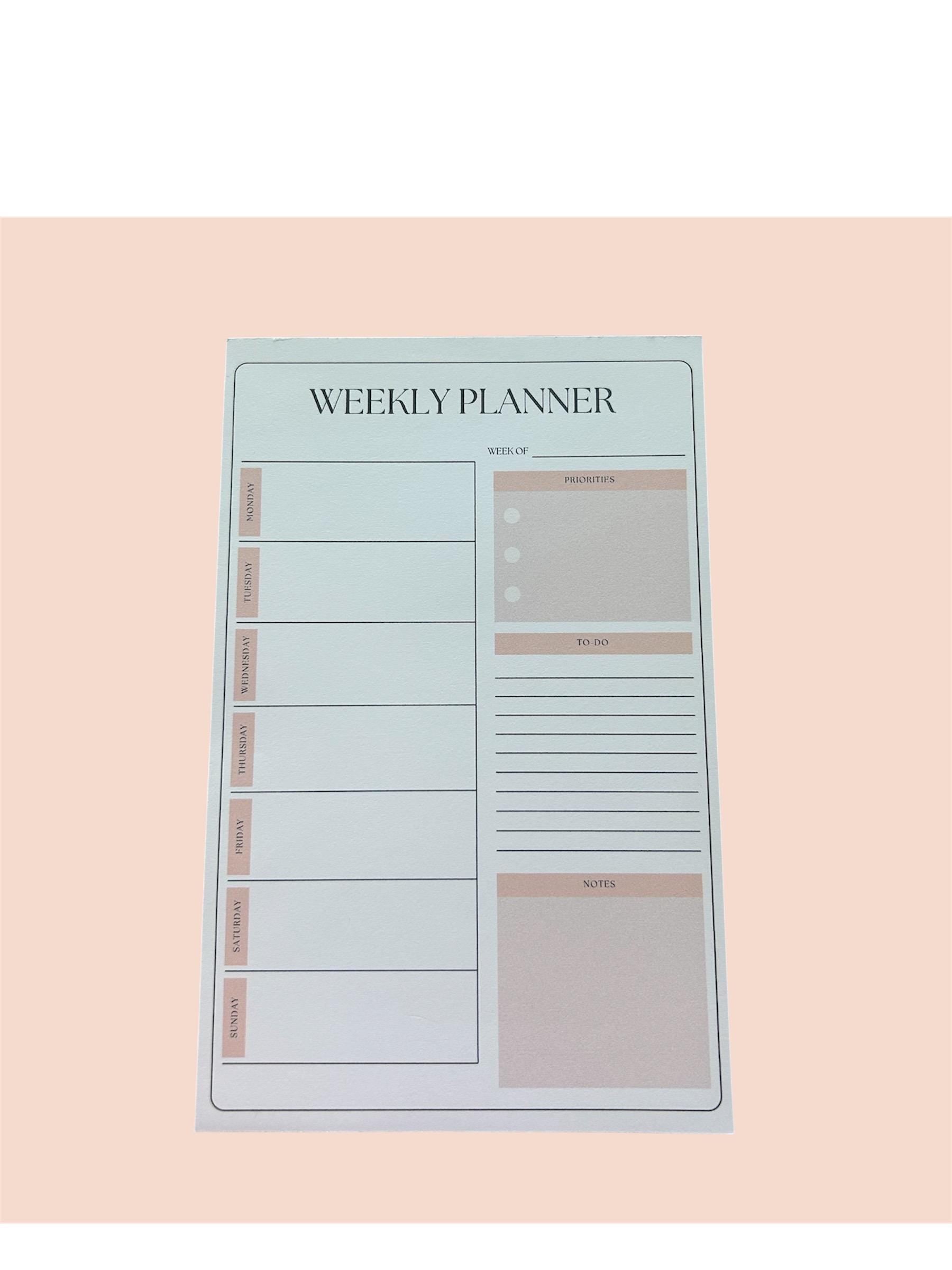 A5 Weekly Planner Notepad – Minimalist Undated To-Do List Desk Pad, Tear-Off Productivity Planner