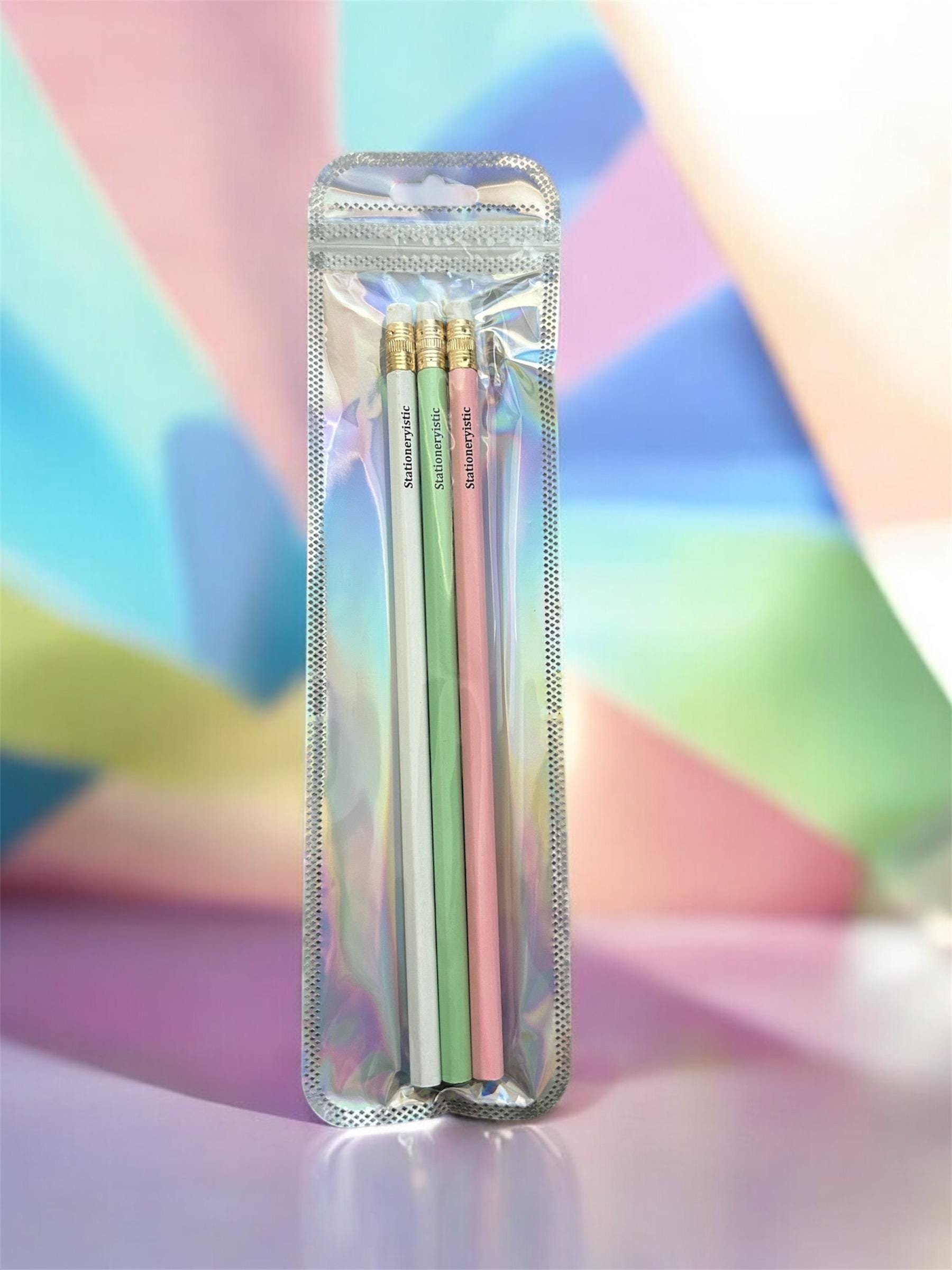 Pastel Pencil Set - Pink, Green & White Stationery