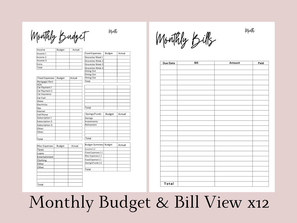 8x10 Budget Planner | Monthly Expense Tracker, Bill & Savings Organizer