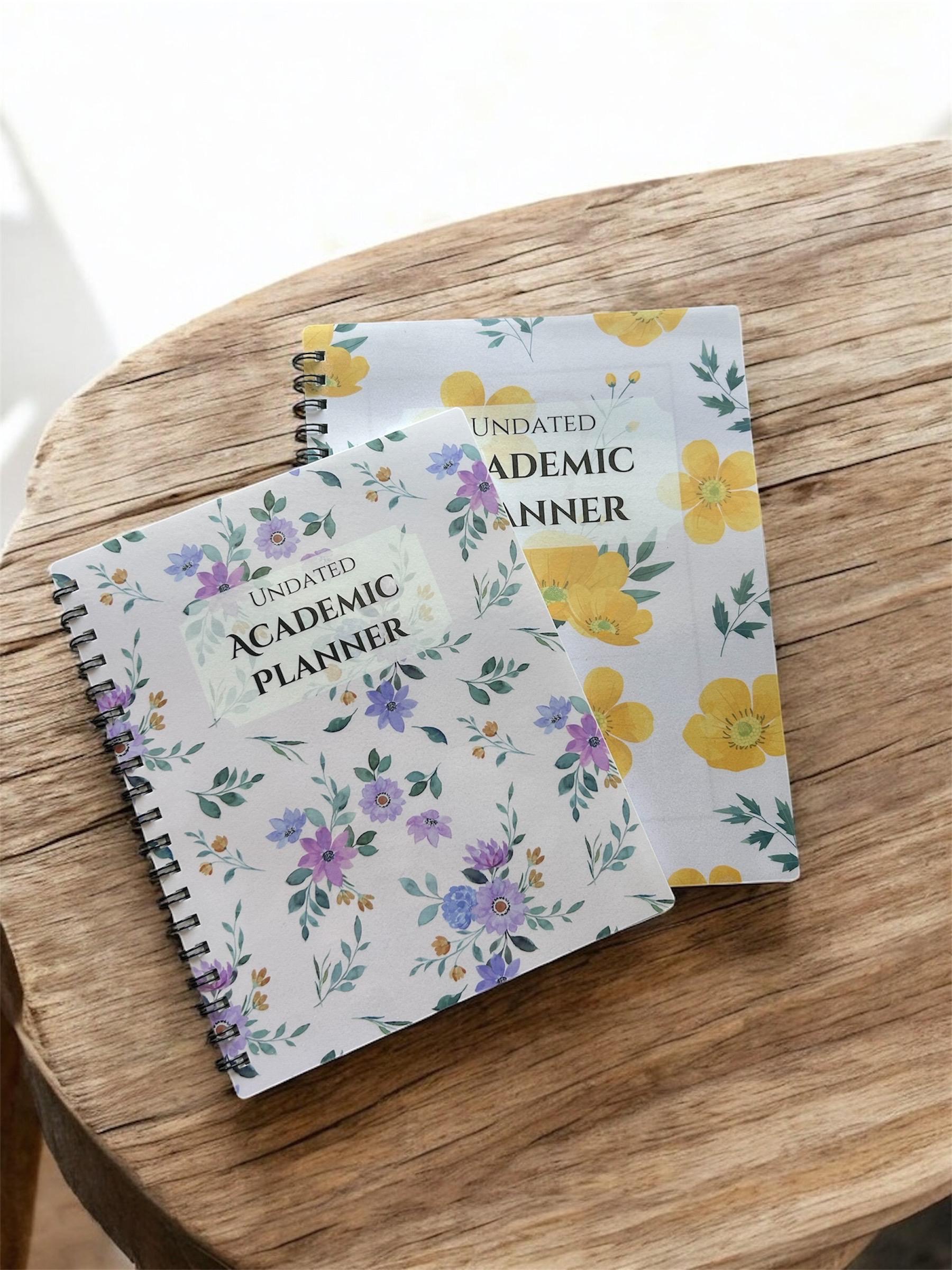 Undated 12-Month College Planner | Academic Semester Organizer with Personalized Cover & Tabs