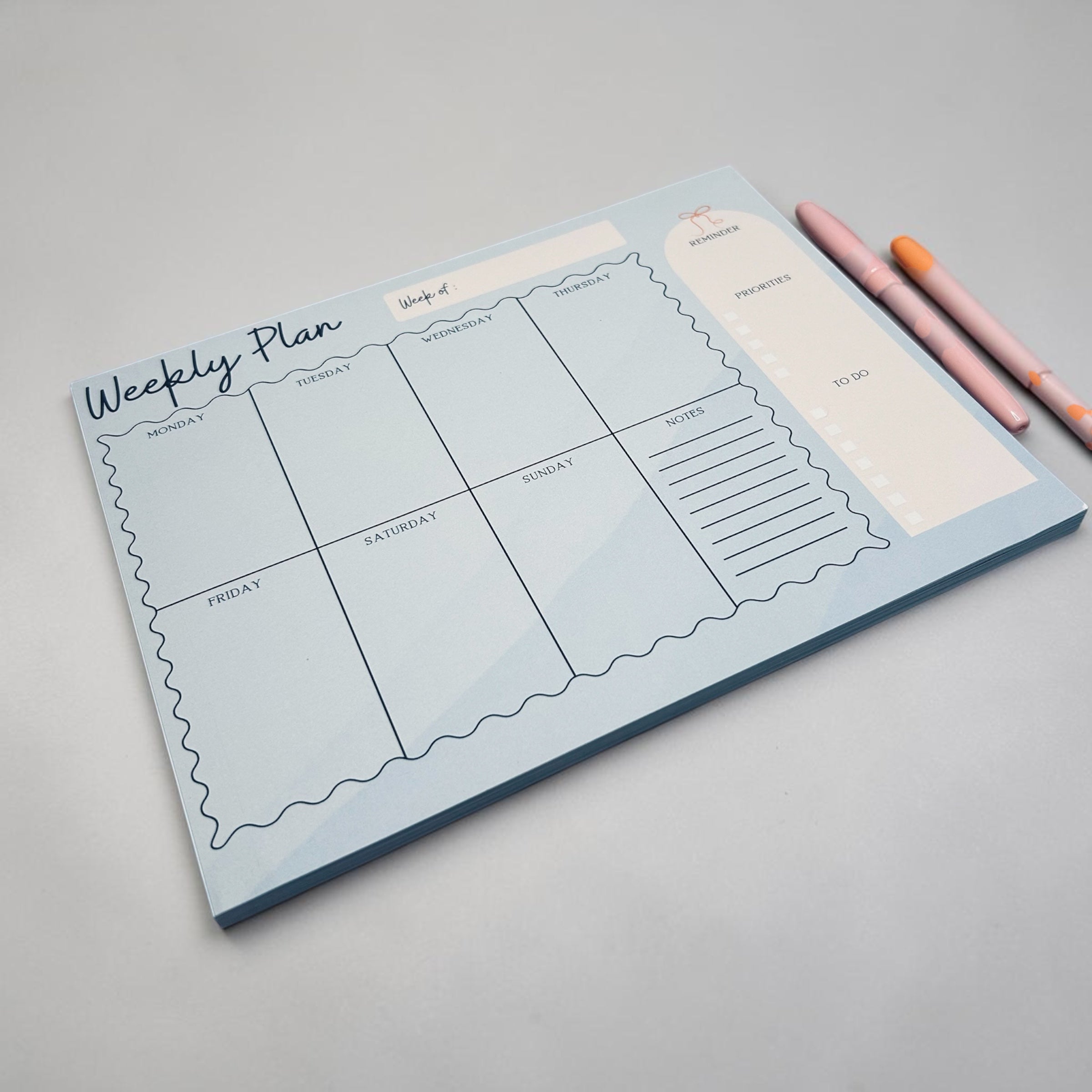 Plan Your Week Notepad | Weekly Overview Desk Pad | Undated Schedule Organized with Notes & Reminders