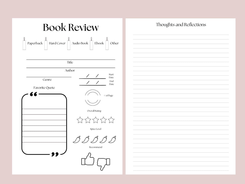 A5 Book Review Journal | Minimalist Reading Log for Book Lovers