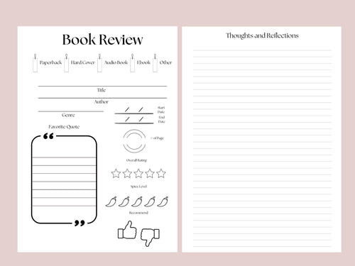 A5 Book Review Journal | Minimalist Reading Log for Book Lovers