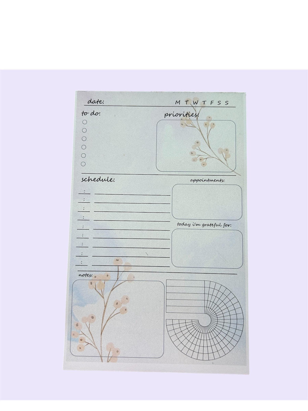 Floral Daily Planner Notepad | A5 Undated | To-Do List, Gratitude & Habit Tracker