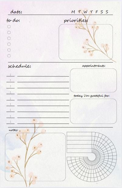 Floral Daily Planner Notepad | A5 Undated | To-Do List, Gratitude & Habit Tracker