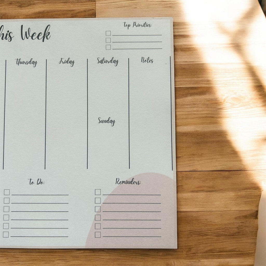 Weekly Planner Notepad | Letter Size Desk Pad with Habit Tracker