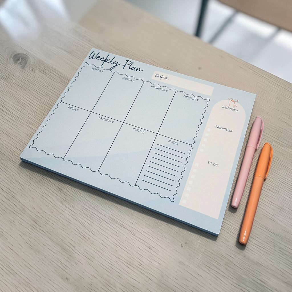 Plan Your Week Notepad | Weekly Overview Desk Pad | Undated Schedule Organized with Notes & Reminders