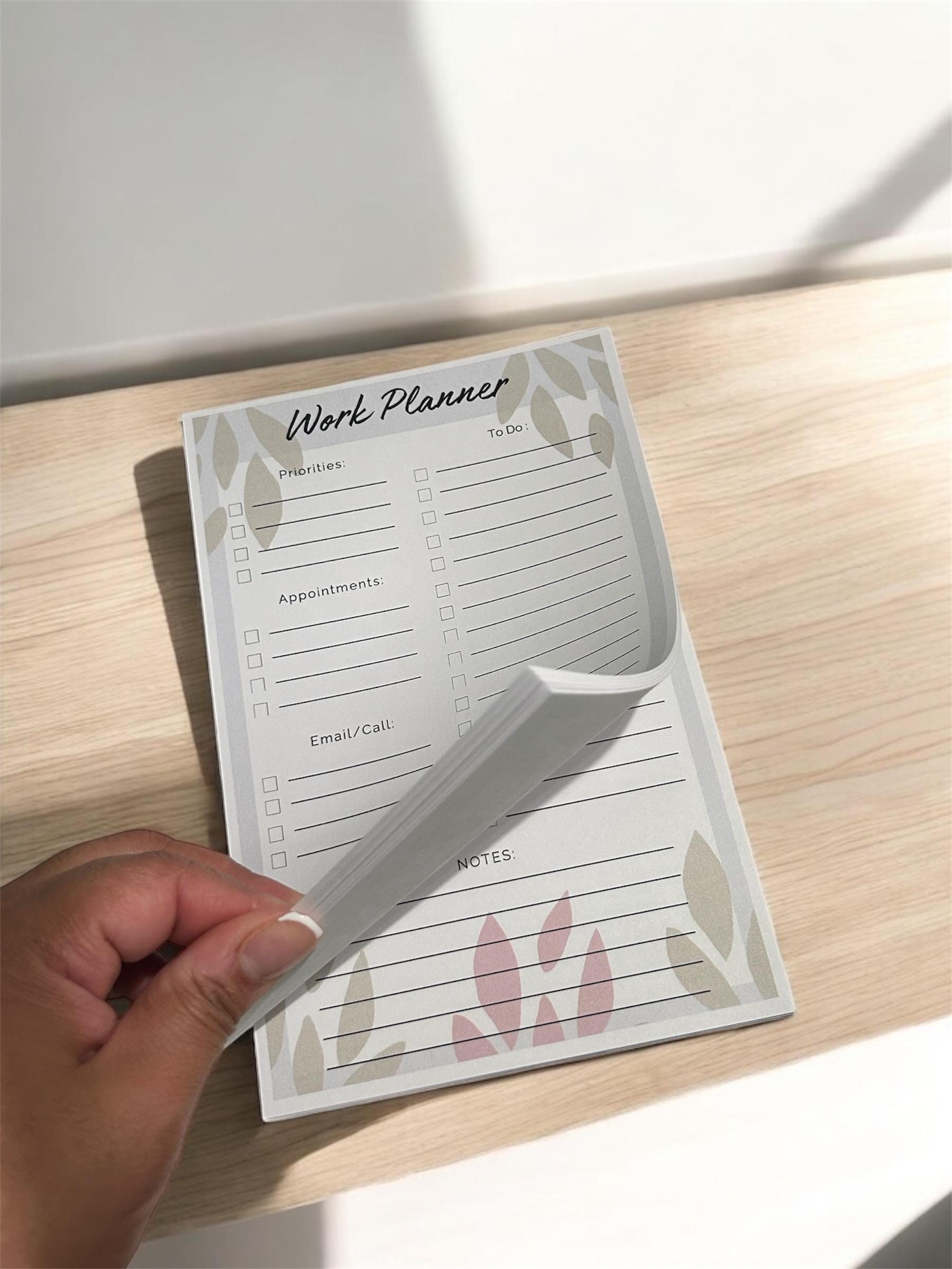 A5 Work Planner Notepad | Daily To-Do List, Email Tracker & Appointments | 50 Tear-Off Sheets