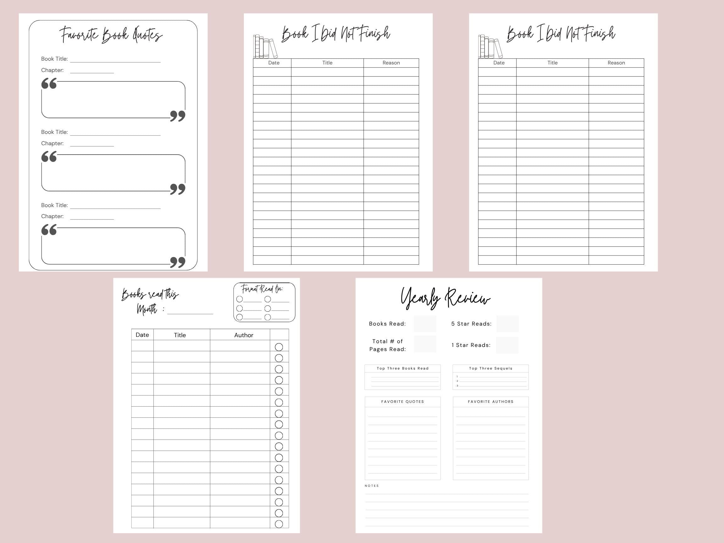 Personalized Reading Journal 8x10 | Book Tracker, Reading Log & Goals