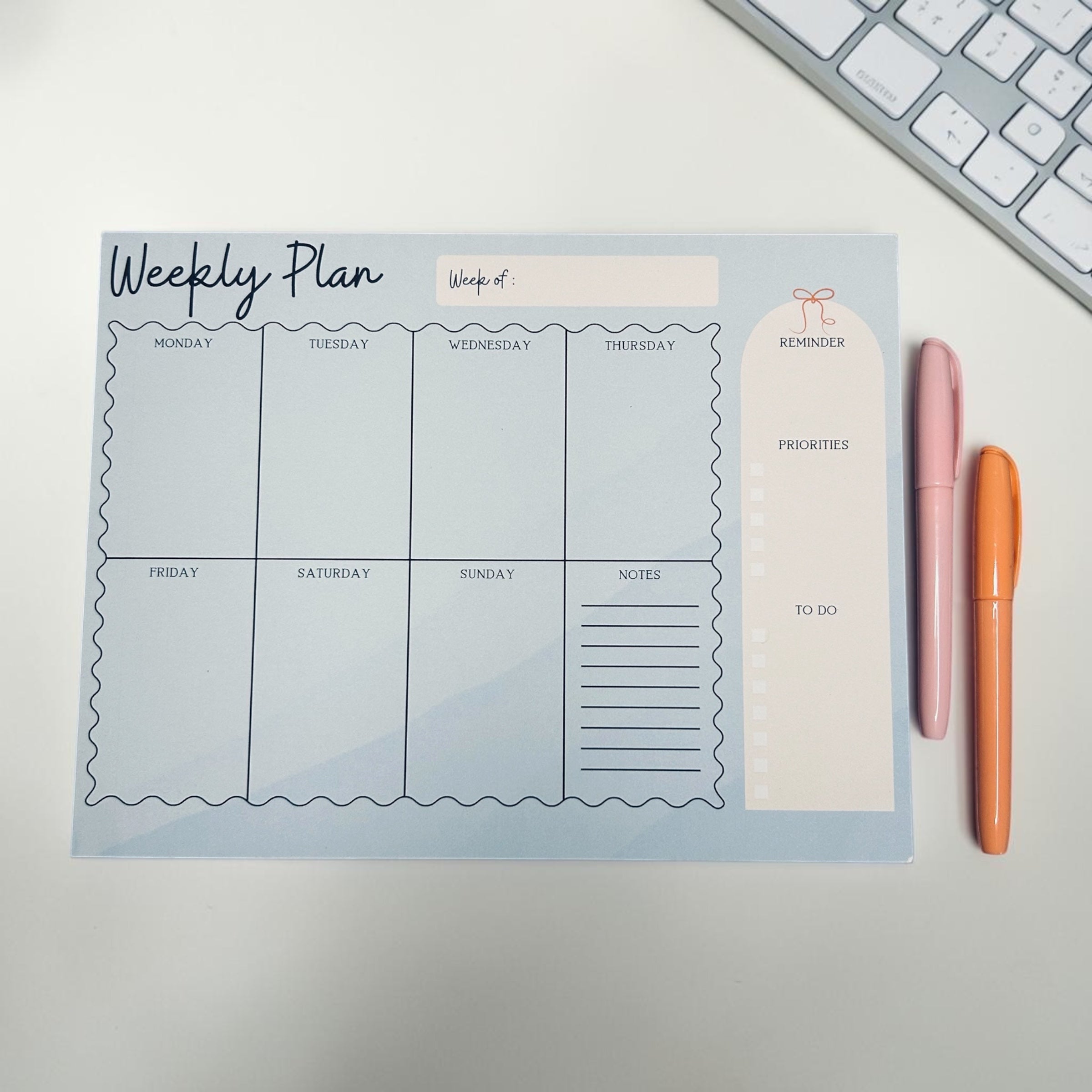 Plan Your Week Notepad | Weekly Overview Desk Pad | Undated Schedule Organized with Notes & Reminders
