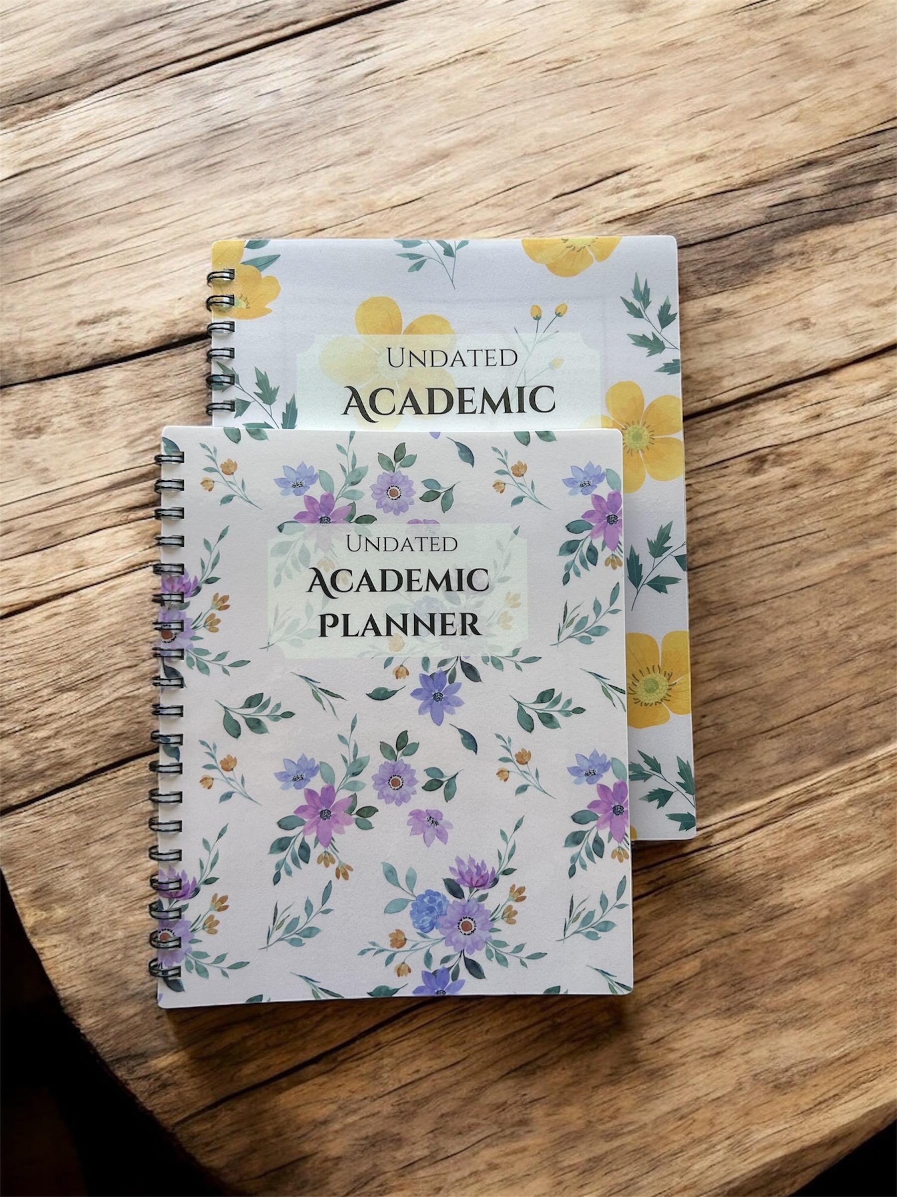 Undated 12-Month College Planner | Academic Semester Organizer with Personalized Cover & Tabs