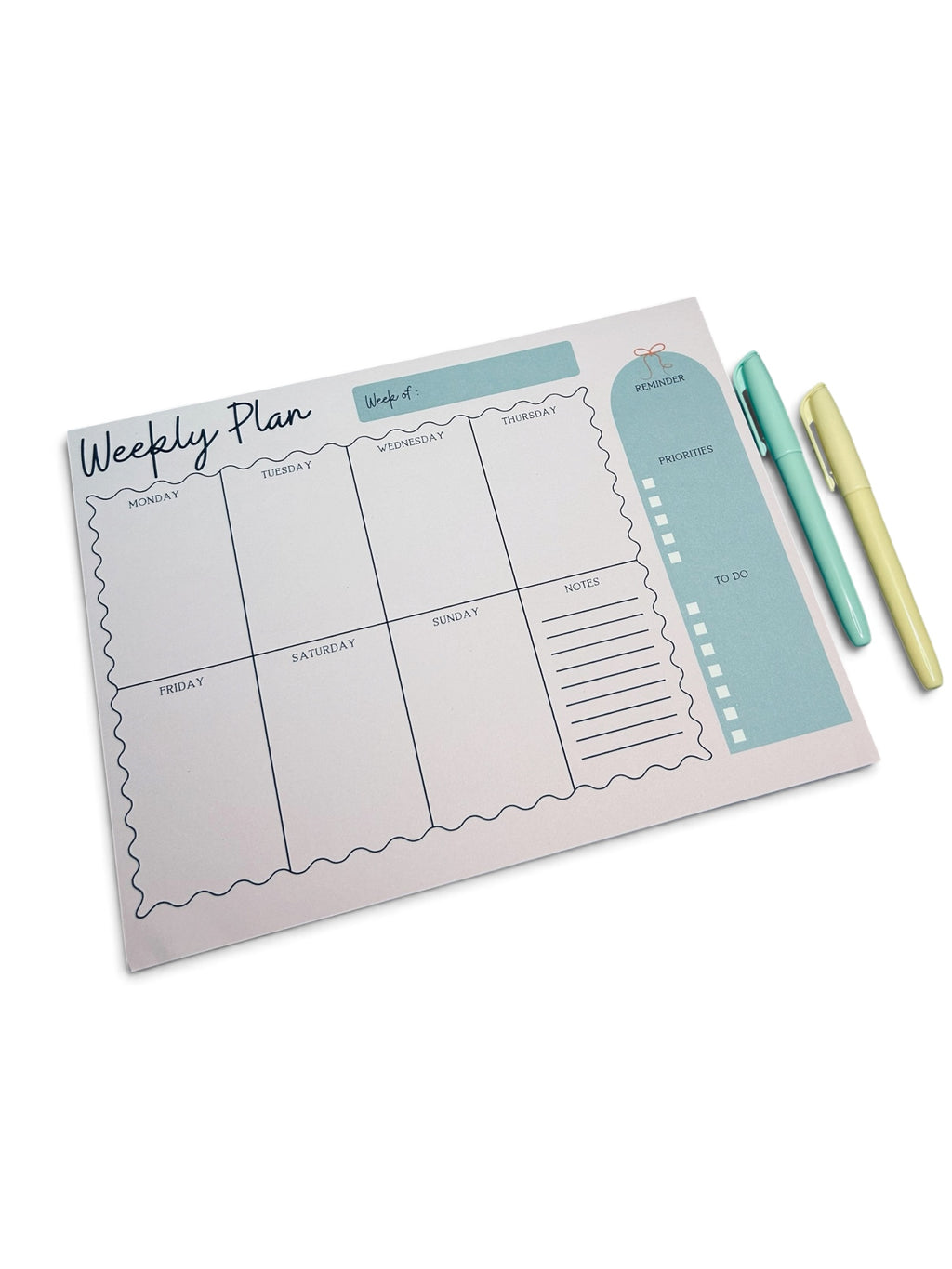 Plan Your Week Notepad | Weekly Overview Desk Pad | Undated Schedule Organized with Notes & Reminders