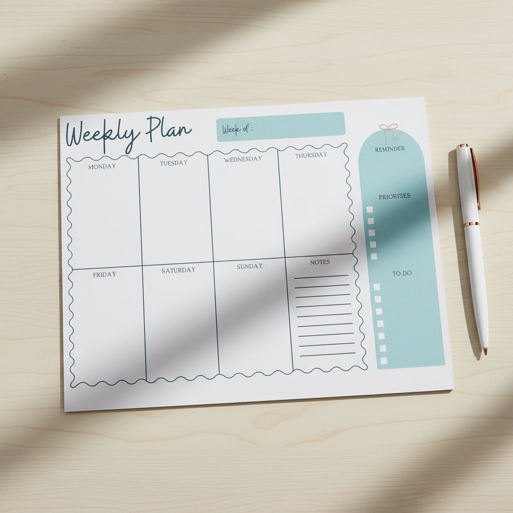 Plan Your Week Notepad | Weekly Overview Desk Pad | Undated Schedule Organized with Notes & Reminders