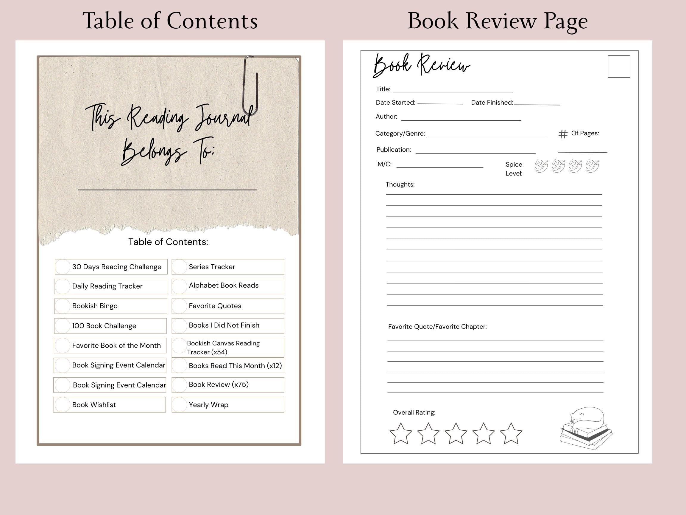 Personalized Reading Journal 8x10 | Book Tracker, Reading Log & Goals