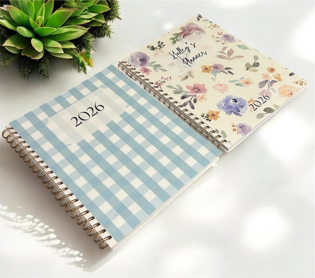 Personalized 12-Month Medium 8×10 Coil Bound Planner | Choose Your Start Month | Weekly & Monthly Planner with Tabs