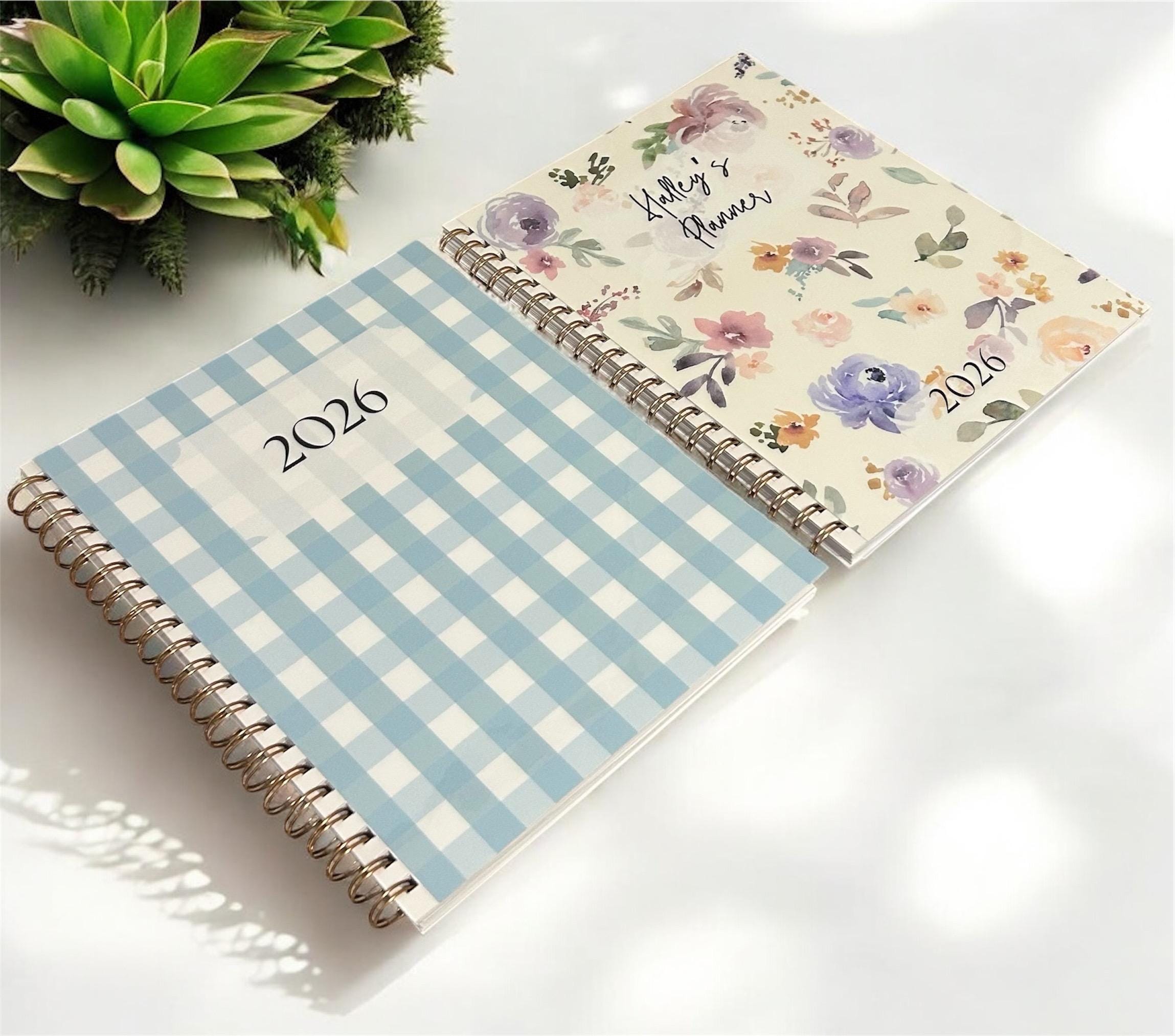 Personalized 12-Month Medium 8×10 Coil Bound Planner | Choose Your Start Month | Weekly & Monthly Planner with Tabs