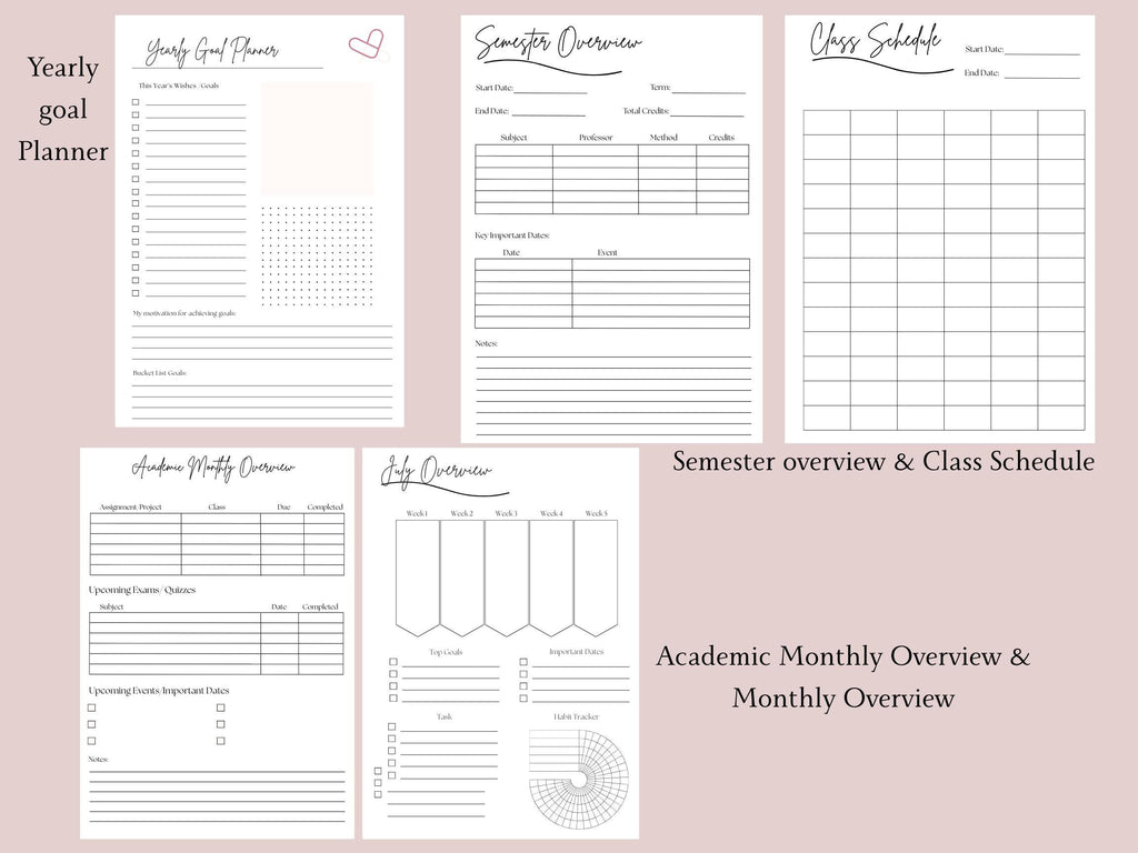12-Month Student Academic Planner | Choose Your Start Month | Class Timetable & Monthly Dashboard