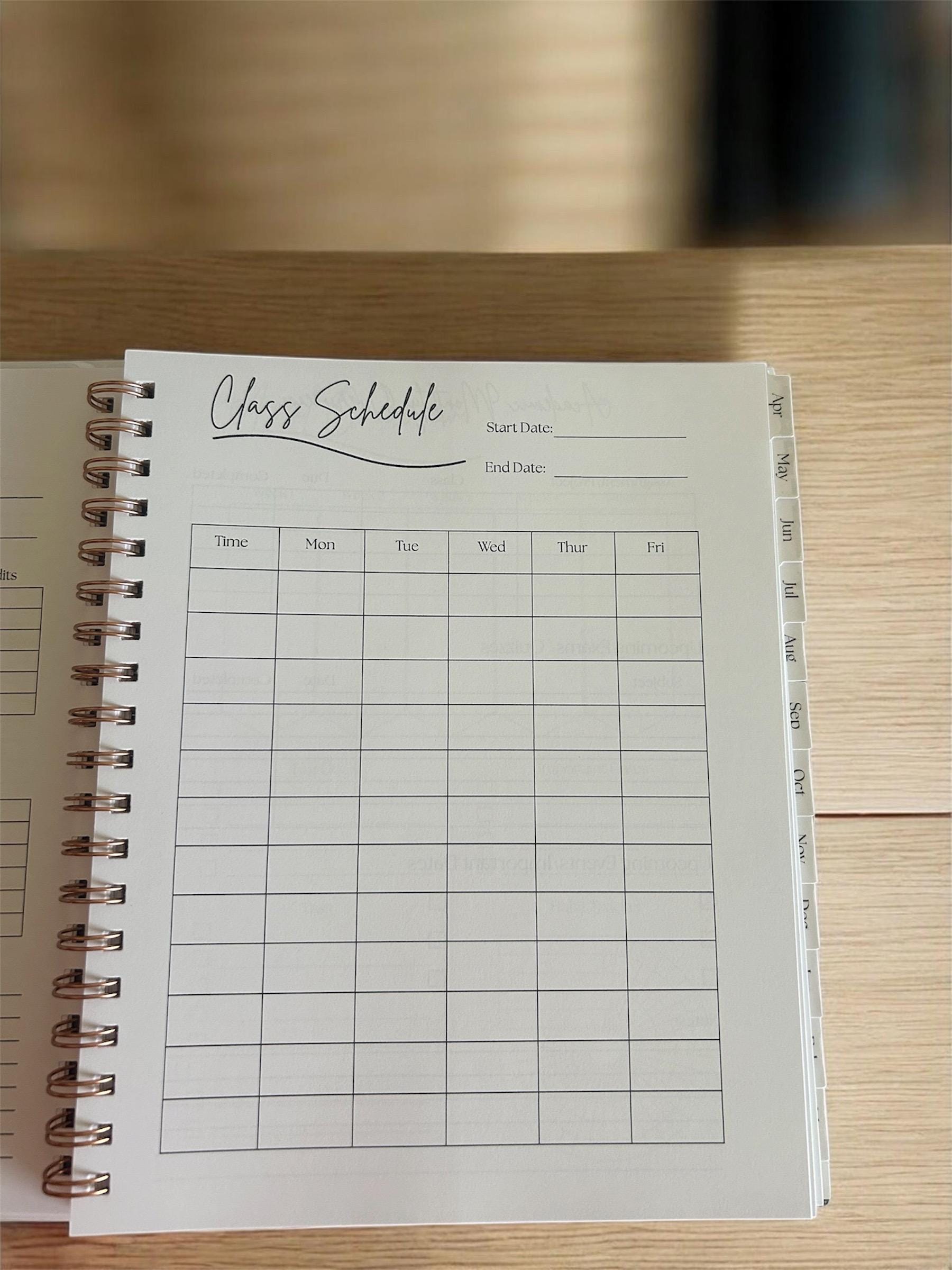 8x10 Student Academic Planner | Choose Your Start Month | Class Schedule & Monthly Dashboard