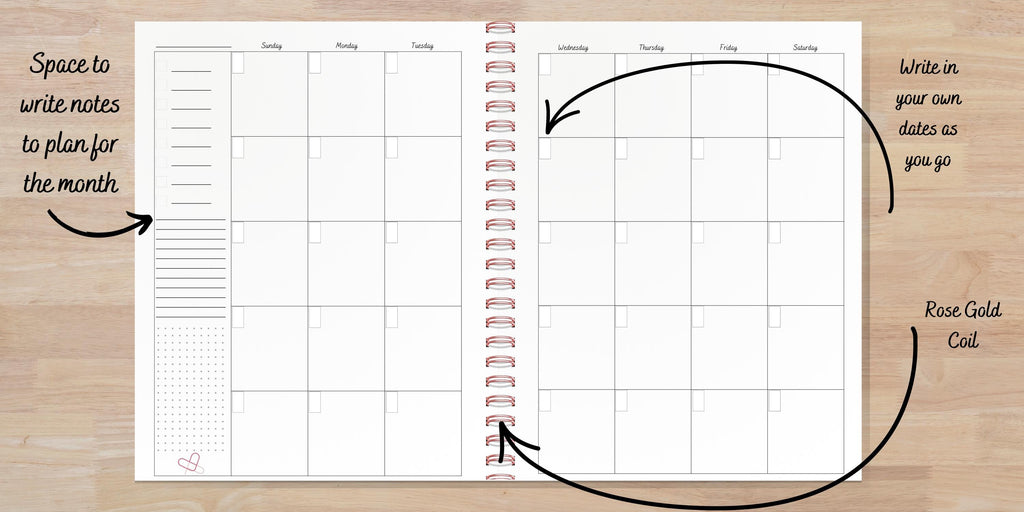 Undated Planner | A5, 8x10 & Letter | Horizontal & Vertical Layouts | 14 Cover Options | Rose Gold Coil