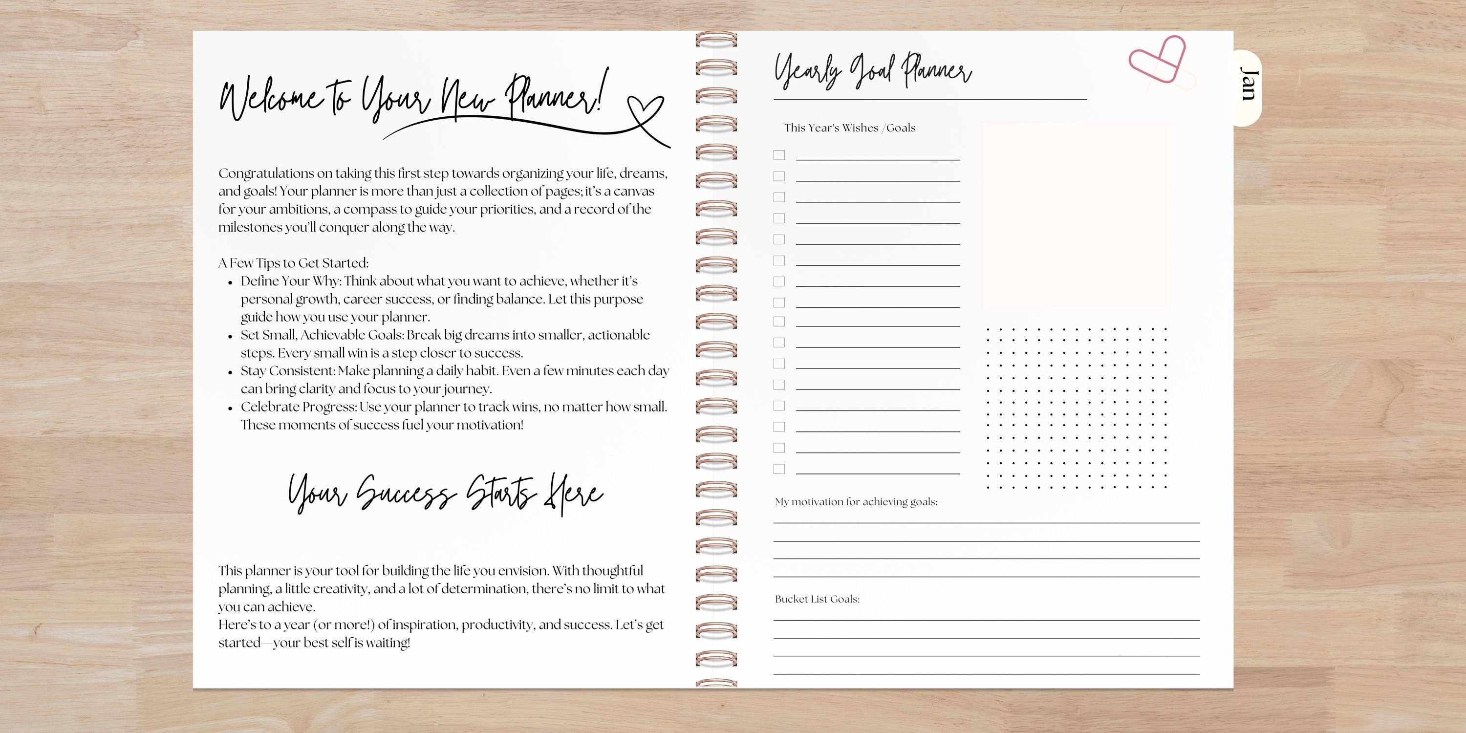 2026-2027 Personalized Planner | 12 Month | Choose Start Month | Weekly & Monthly | Coil Bound Tabs