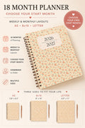 18 Month Planner 2026-2027 | Choose Start Month | Weekly & Monthly | A5, 8x10, Letter